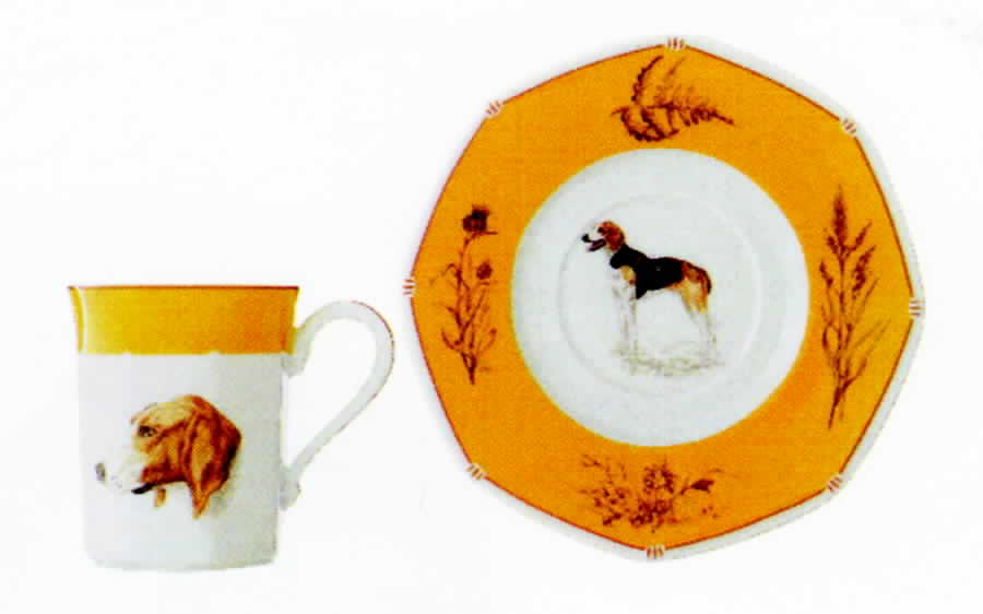 Chasse Yellow Flat Cup & Saucer Set by Hermes-1