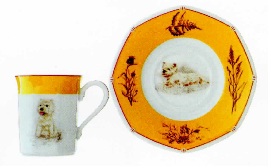 Chasse Yellow Flat Cup & Saucer Set by Hermes-1