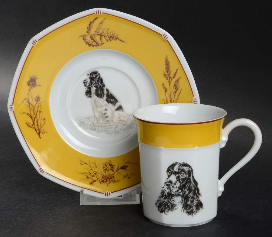 Chasse Yellow Flat Cup & Saucer Set by Hermes-1