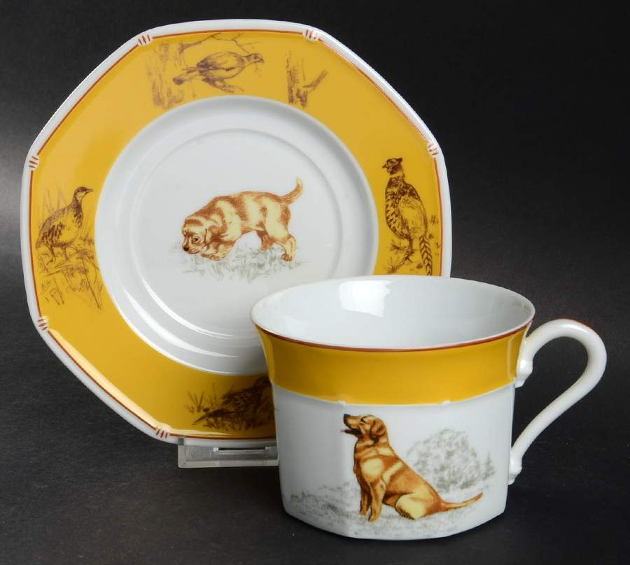 Chasse Yellow Breakfast Cup & Saucer Set by Hermes-1
