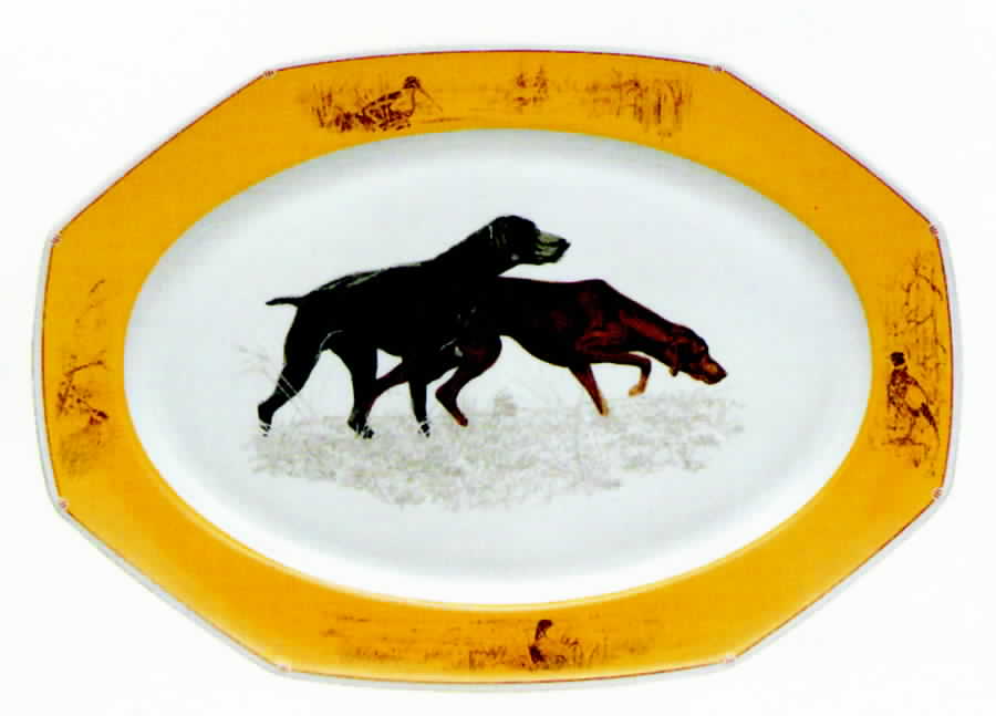 Chasse Yellow 19" Oval Serving Platter by Hermes-1