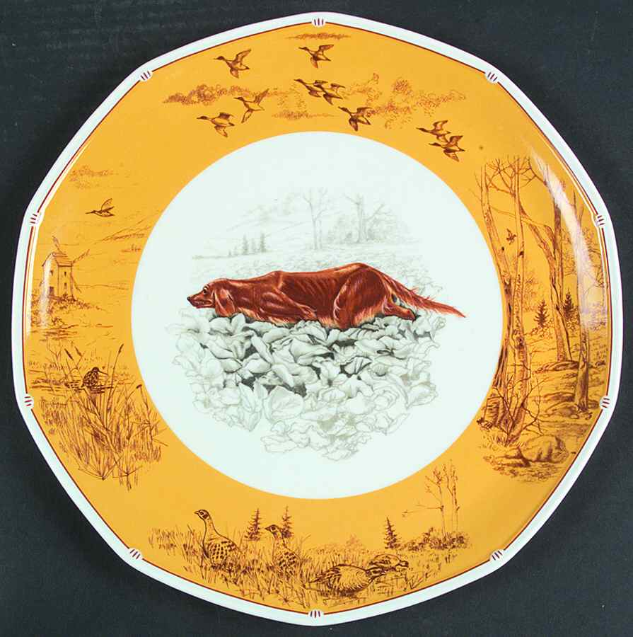 Chasse Yellow 13" Tart Plate by Hermes-1