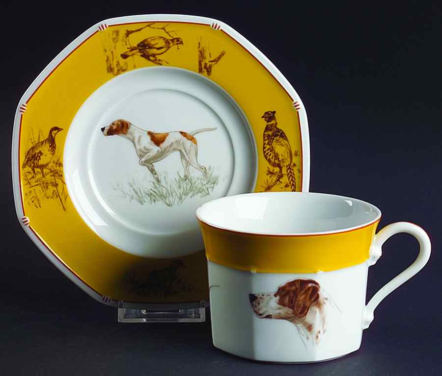 Chasse Yellow Breakfast Cup & Saucer Set by Hermes-1