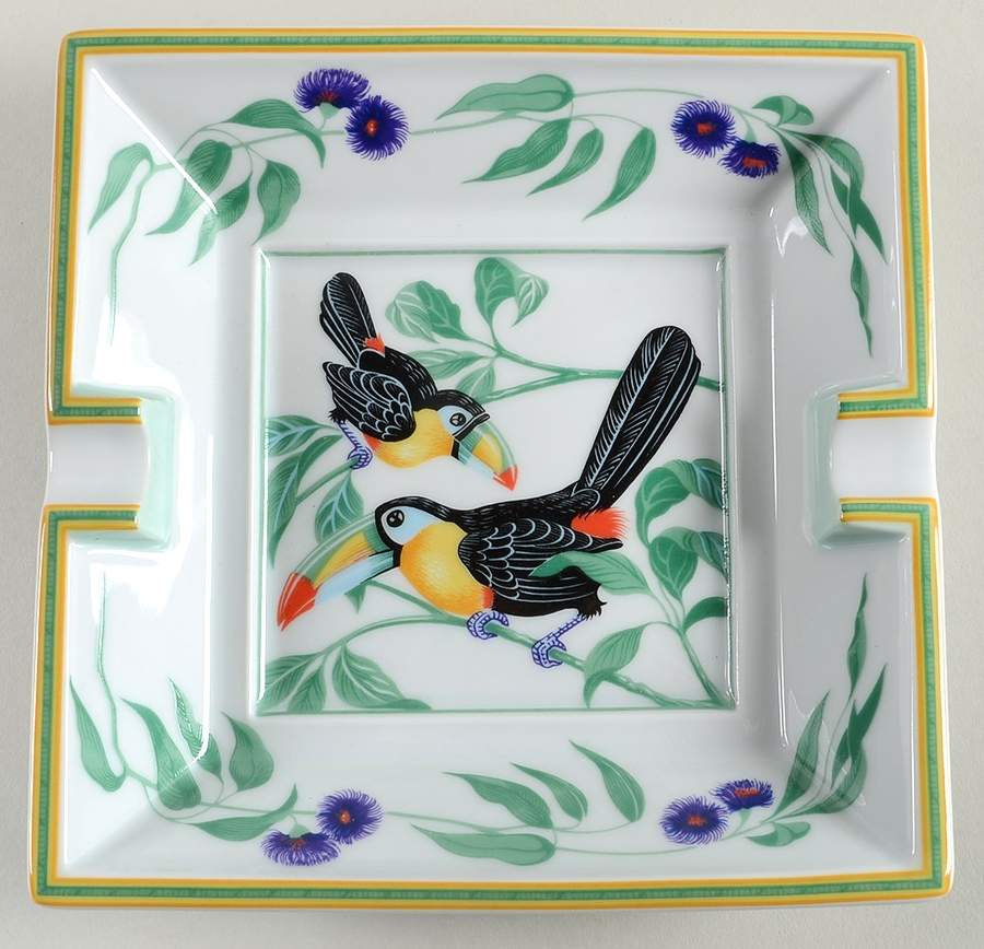 Toucans (Birds) 6" Square Ashtray by Hermes-1