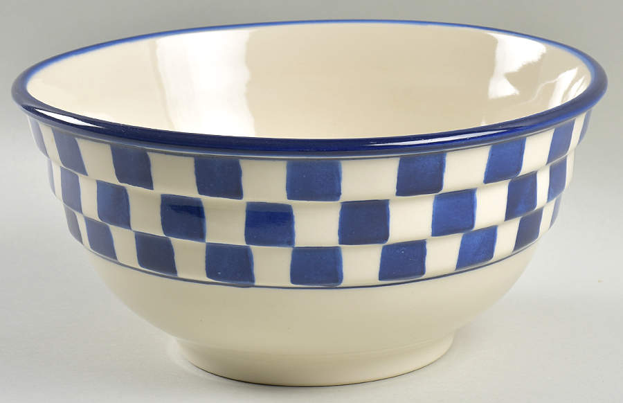 Blue Checks 10" Ribbed Mixing Bowl by Hartstone-1