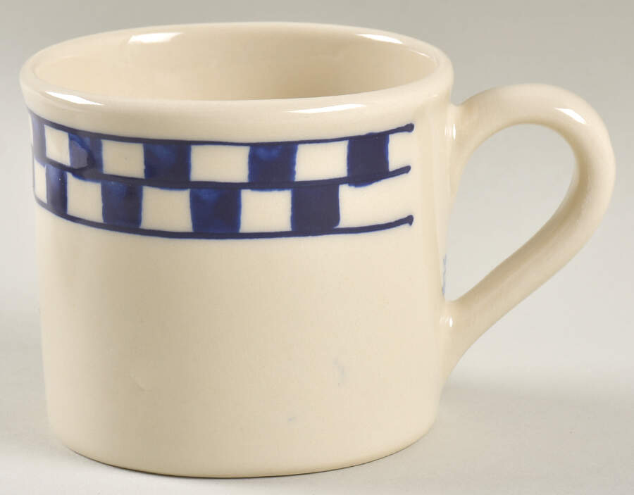 Blue Checks Flat Cup by Hartstone-1