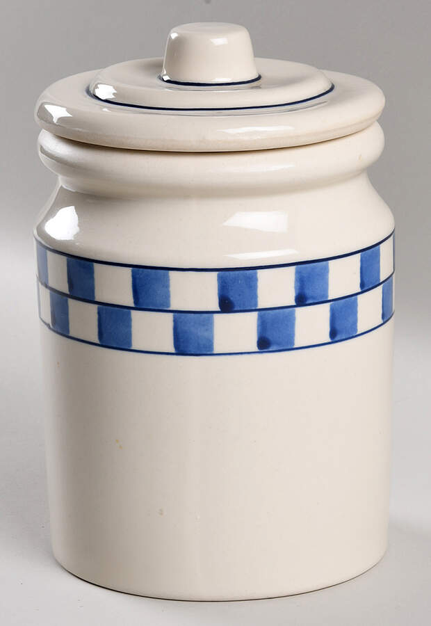 Blue Checks Large Canister & Lid by Hartstone-1