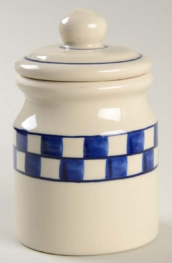 Blue Checks Small Canister & Lid by Hartstone-1