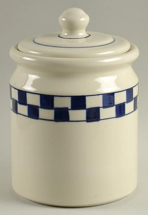 Blue Checks Large Canister & Lid by Hartstone-1