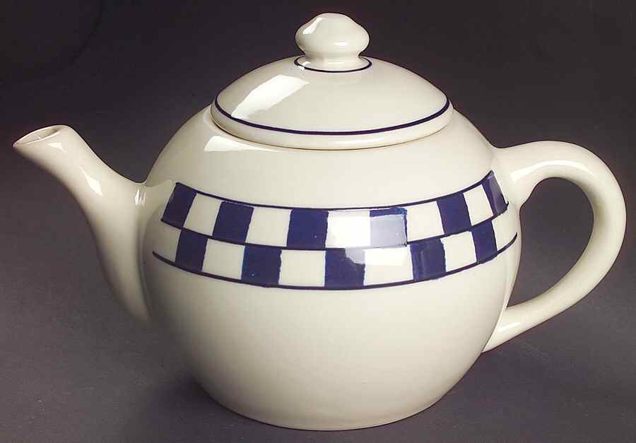 Blue Checks Teapot & Lid by Hartstone-1