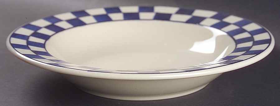 Blue Checks Rim Soup Bowl by Hartstone-1