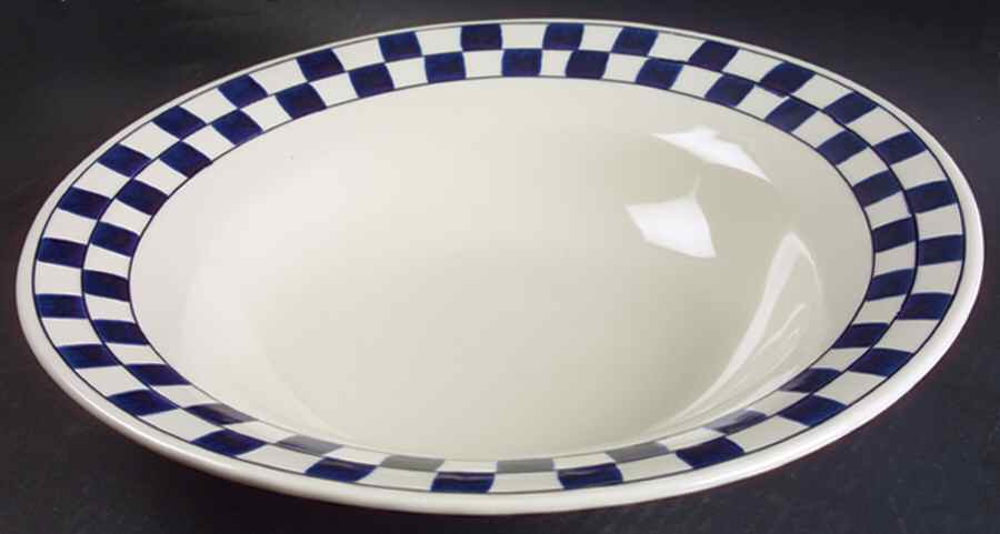 Blue Checks 12" Large Salad Serving Bowl by Hartstone-1