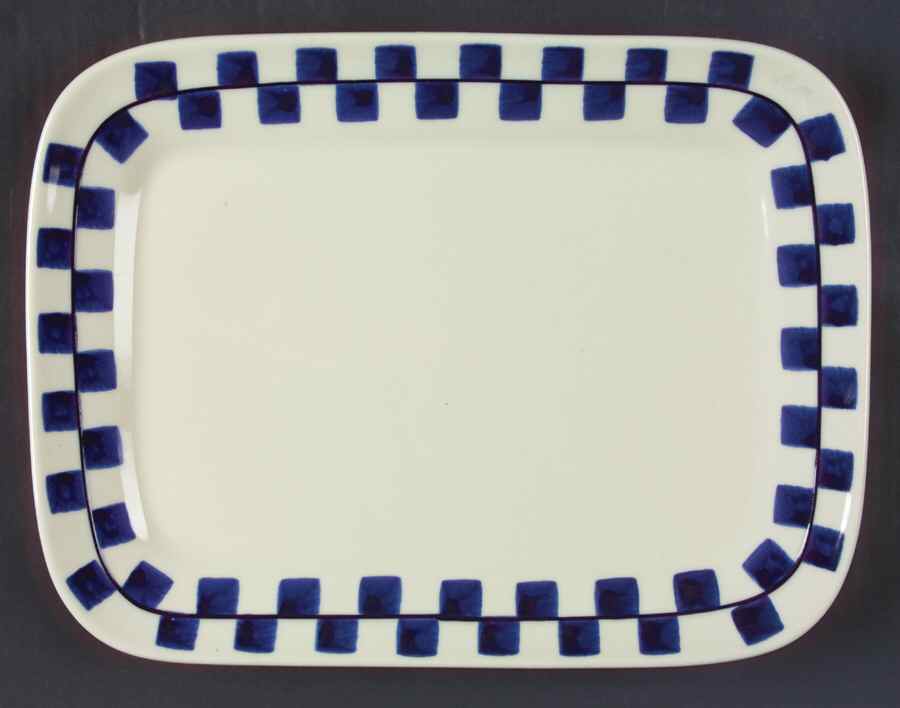 Blue Checks 12" Rectangular Serving Platter by Hartstone-1