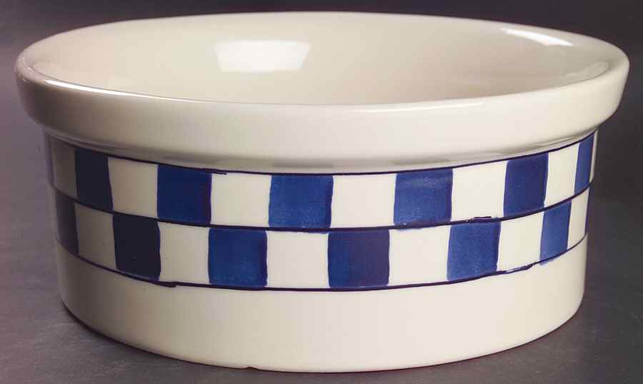 Blue Checks Pet Bowl by Hartstone-1