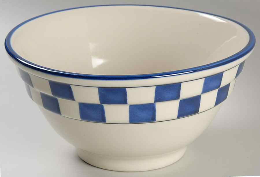 Blue Checks 9" Ribbed Mixing Bowl by Hartstone-1