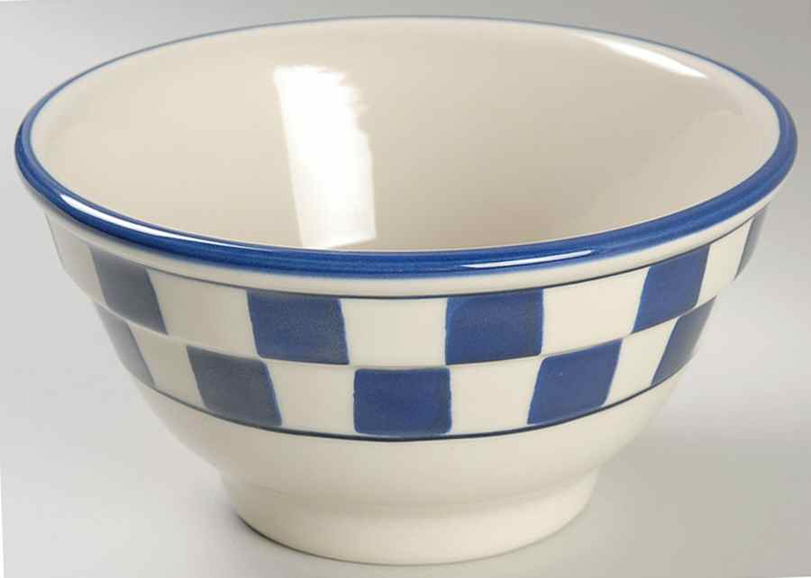 Blue Checks 7" Ribbed Mixing Bowl by Hartstone-1