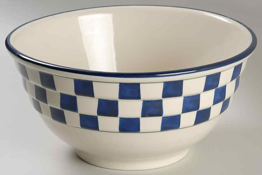 Blue Checks 11" Ribbed Mixing Bowl by Hartstone-1