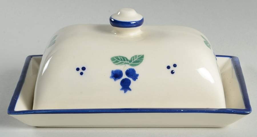 Blueberry (Blue Band) Rectangular Covered Butter by Hartstone-1