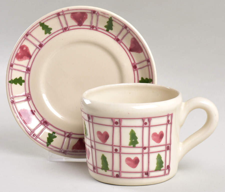 Hearts & Trees Flat Cup & Saucer Set by Hartstone-1