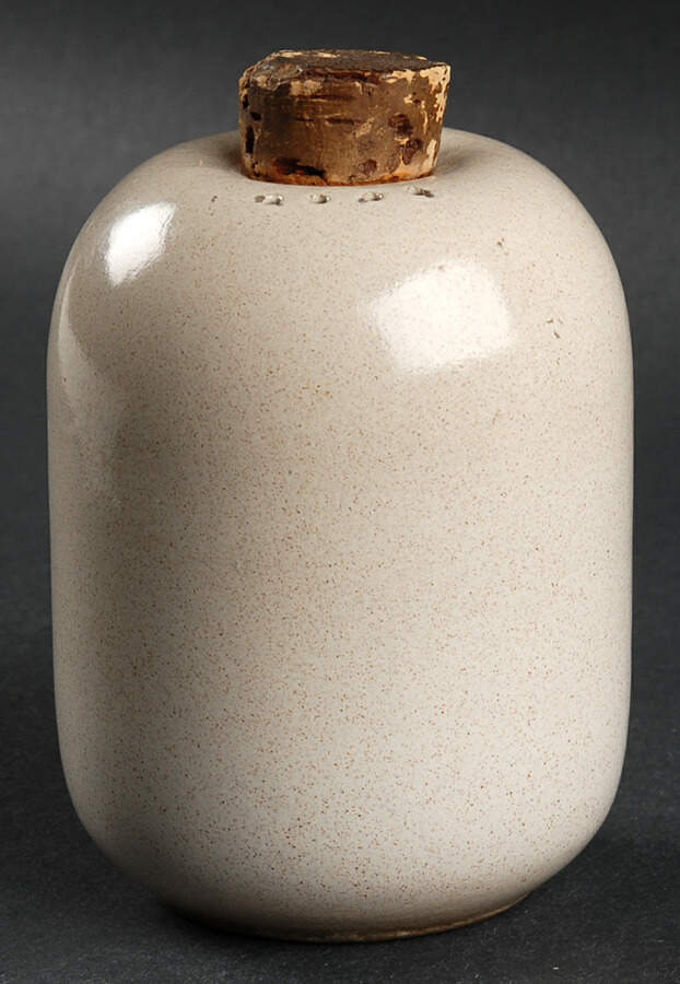 Antique White (Coupe) Large Salt Shaker with Cork Stopper Top by Heath-1