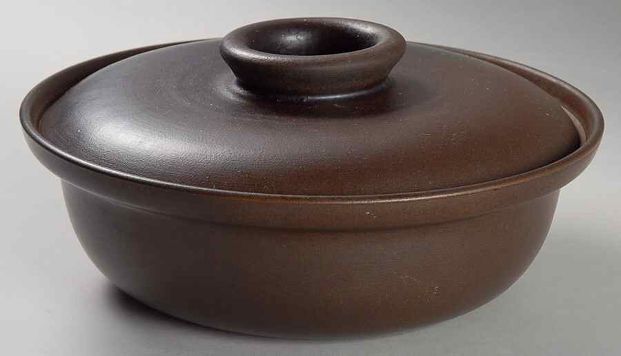 Brown & White (Rim) 2 Qt Round Covered Casserole by Heath-1