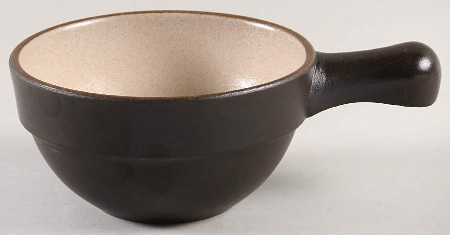 Brown & White (Rim) Handled Fruit Bowl by Heath-1