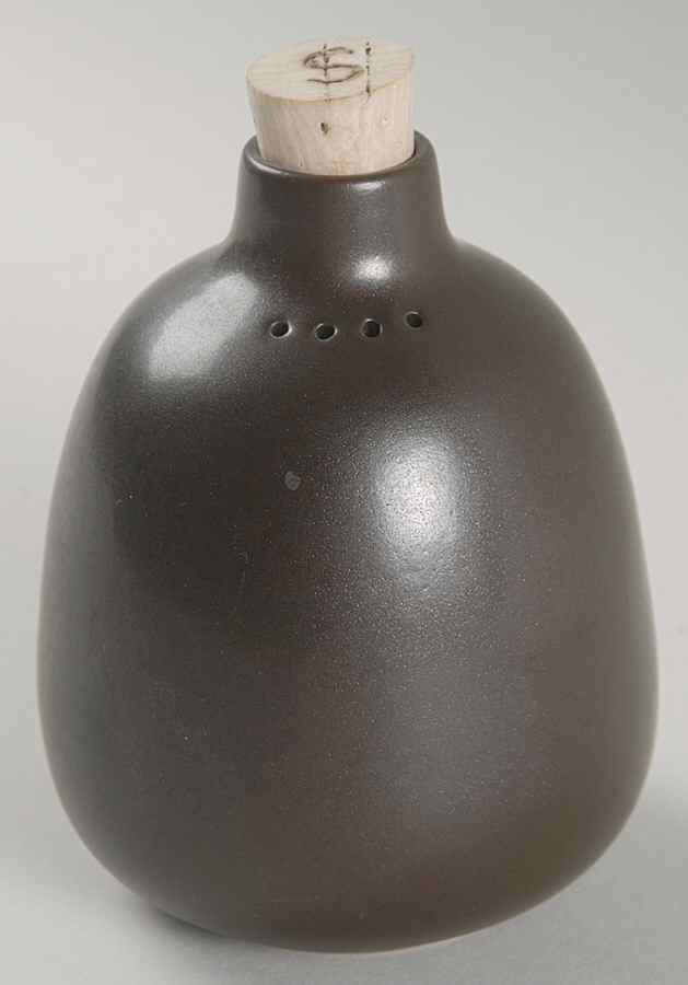 Brown & White (Coupe) Salt Shaker & Cork Stopper Top by Heath-1