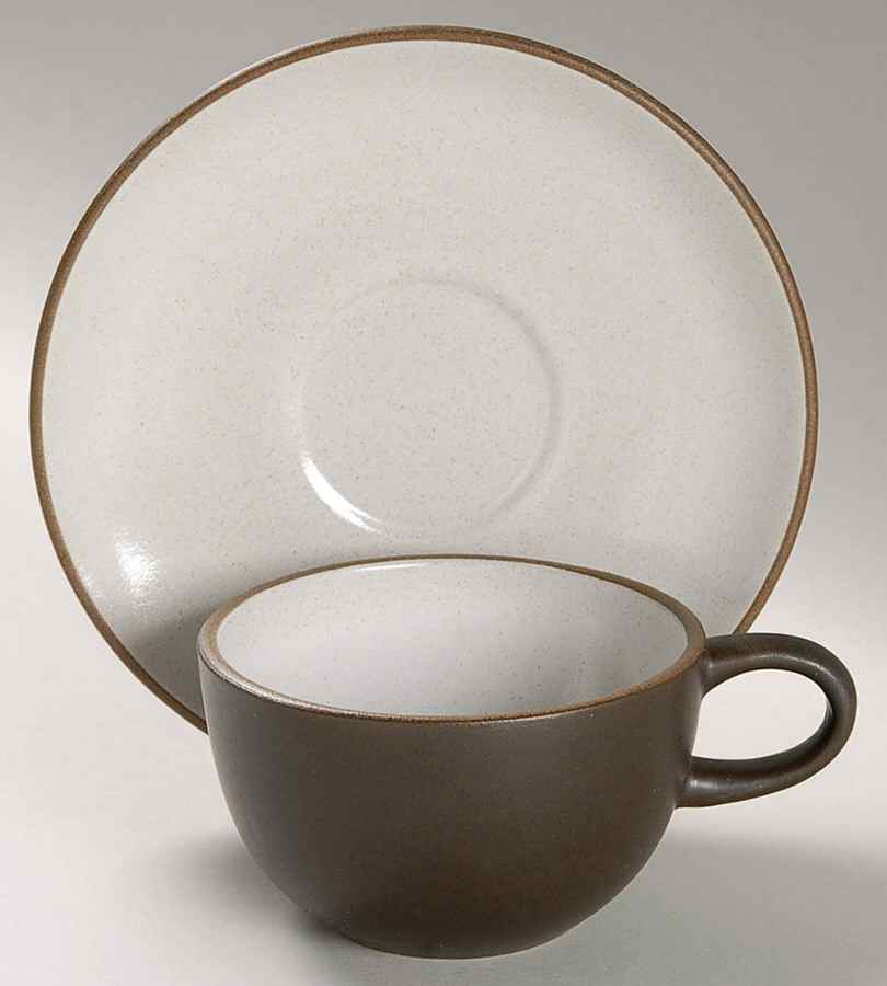 Brown & White (Coupe) Flat Cup & Saucer Set by Heath-1