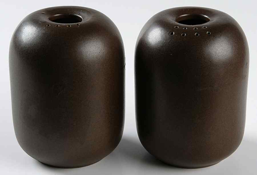 Brown & White (Coupe) Large Salt and Pepper Shakers No Cork Stopper Top by Heath-1