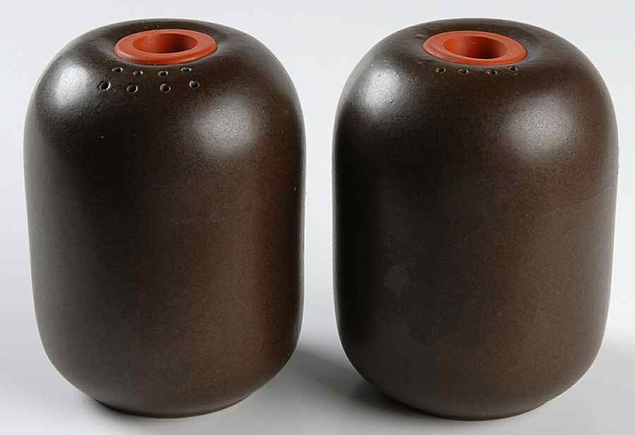 Brown & White (Coupe) Large Salt & Pepper with Cork Stopper Tops by Heath-1