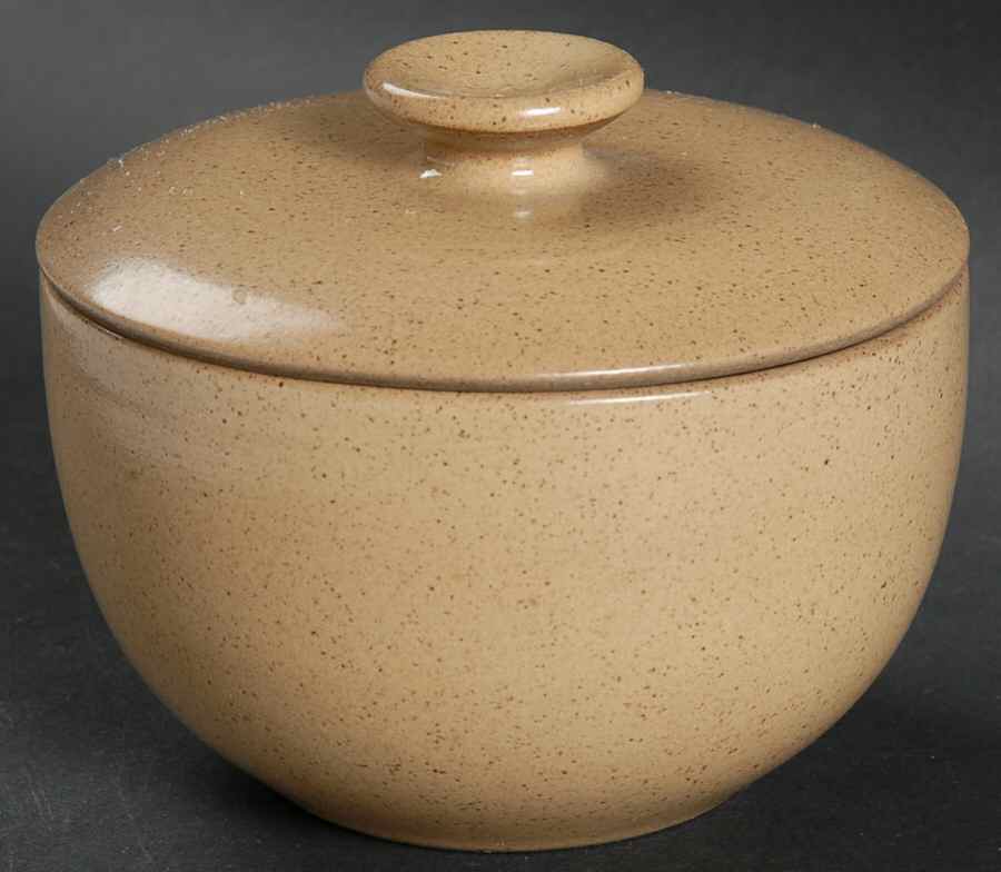 Gold and Apricot (Coupe Shape) Sugar Bowl & Lid by Heath-1