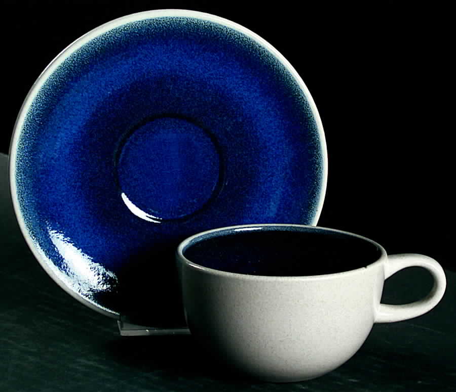 Opal Blue (Coupe Shape) Flat Cup & Saucer Set by Heath-1