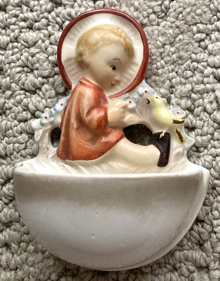 Angel with Bird Holy Water Font Tm2-Holy Water Font, Angel W/Bird - Boxed by M.I. Hummel-1