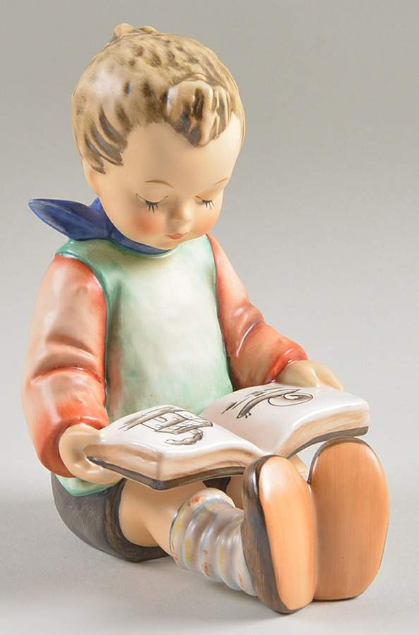 Bookworm-Bookend-Boy-Girl Single & Pairs Tm7-A-Book Worm Boy - Boxed by M.I. Hummel-1