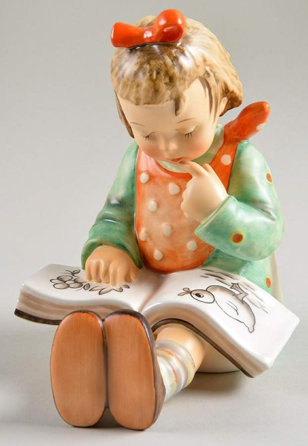 Bookworm-Bookend-Boy-Girl Single & Pairs Tm7-B-Book Worm-Girl - Boxed by M.I. Hummel-1