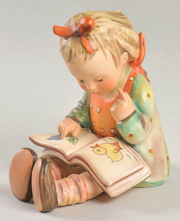 Bookworm-Bookend-Boy-Girl Single & Pairs Tm3-B-Book Worm-Girl - Boxed by M.I. Hummel-1
