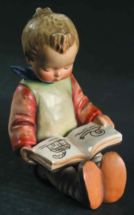 Bookworm-Bookend-Boy-Girl Single & Pairs Tm3-A-Book Worm-Boy - Boxed by M.I. Hummel-1