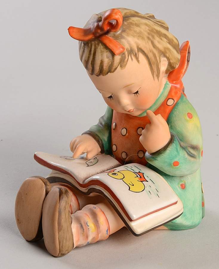 Bookworm-Bookend-Boy-Girl Single & Pairs Tm6-B-Book Worm-Girl - Boxed by M.I. Hummel-1