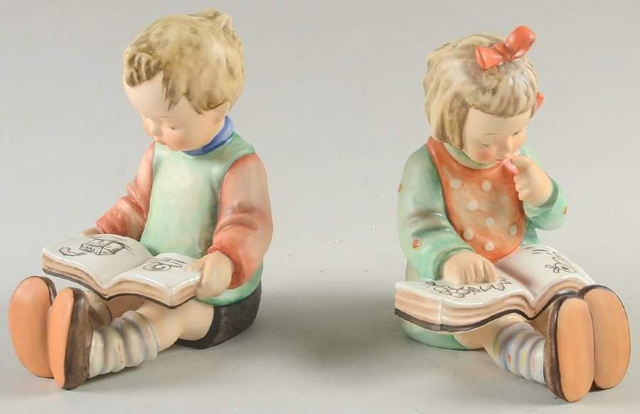 Bookworm-Bookend-Boy-Girl Single & Pairs Tm7-A&B-Book Worm - Boxed by M.I. Hummel-1