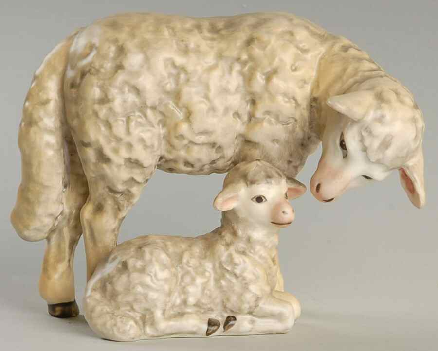 Large Colored Nativity Figurines #260 Tm7-Sheep With Lamb  - Boxed by M.I. Hummel-1