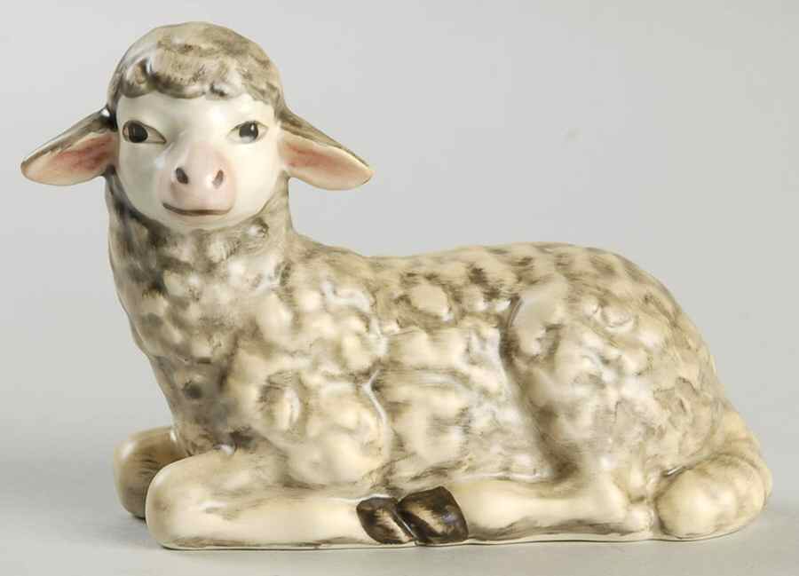 Large Colored Nativity Figurines #260 Tm7-Sheep Laying - Boxed by M.I. Hummel-1
