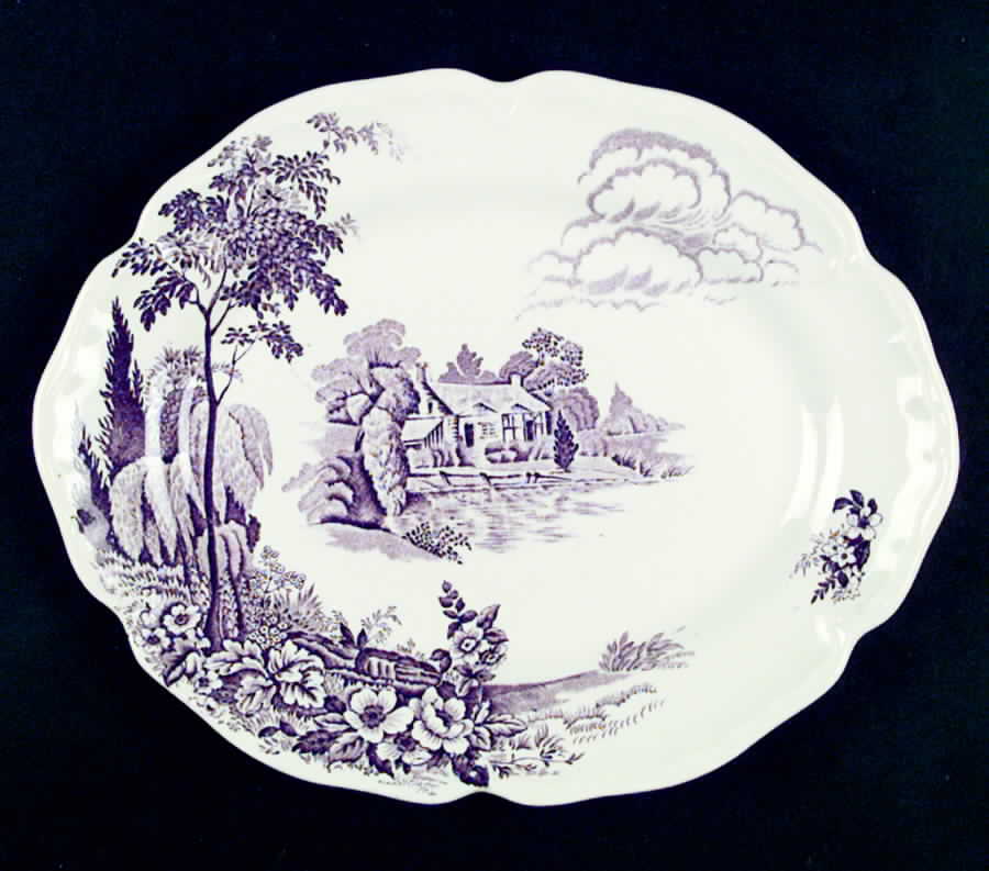 Avon Cottage Mulberry 11" Oval Serving Platter by Thomas Hughes & Sons-1
