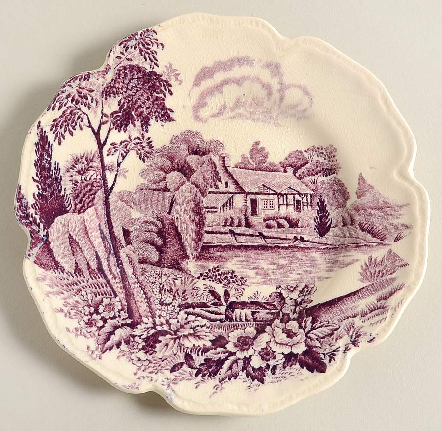 Avon Cottage Mulberry Bread & Butter Plate by Thomas Hughes & Sons-1