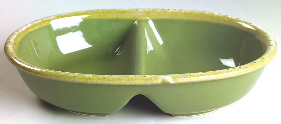 Avocado 11" Oval Divided Vegetable Bowl by Hull-1