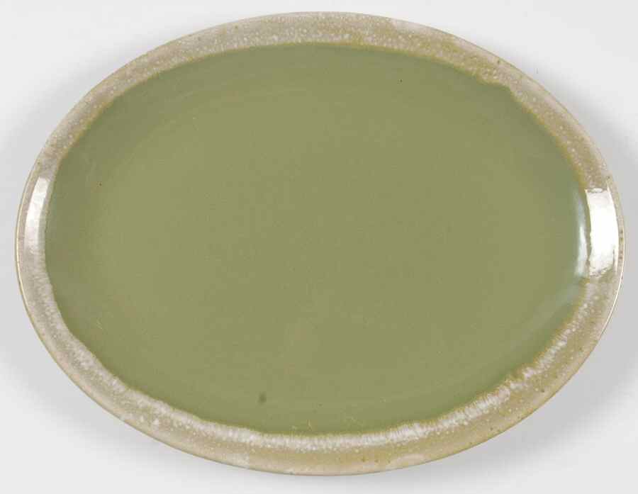 Avocado 12" Oval Serving Platter by Hull-1