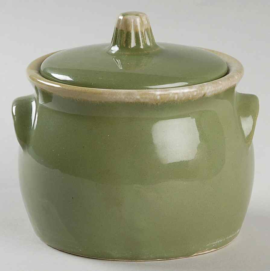 Avocado Sugar Bowl & Lid by Hull-1