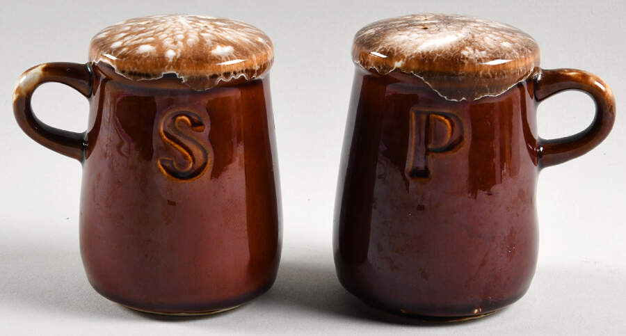 Brown Drip (House and Garden, Mirror Brown) Salt & Pepper Set by Hull-1