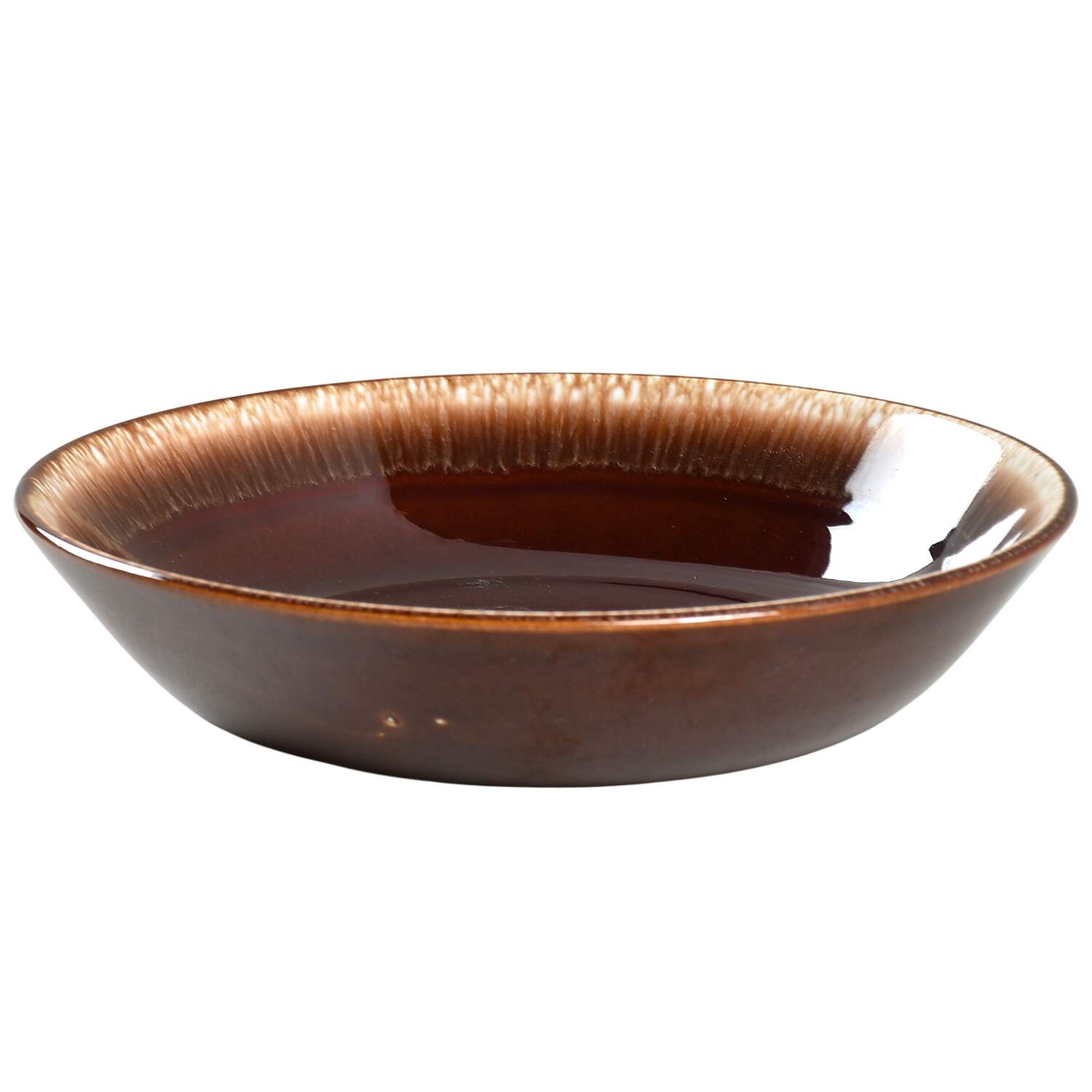 Brown Drip (House and Garden, Mirror Brown) Coupe Soup Bowl by Hull-1