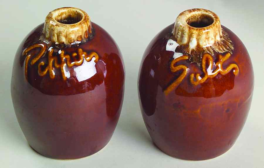 Brown Drip (House and Garden, Mirror Brown) Salt and Pepper Shakers  No Top Cork Stopper by Hull-1