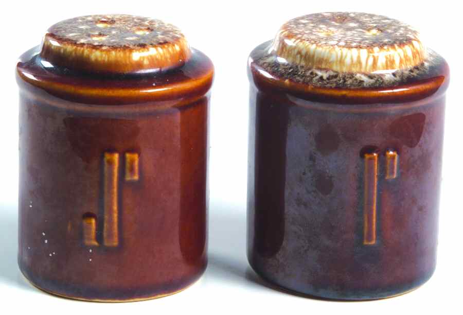 Brown Drip (House and Garden, Mirror Brown) Salt & Pepper Set by Hull-1